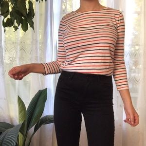 So French! Boatneck Quarter Sleeve Striped Shirt